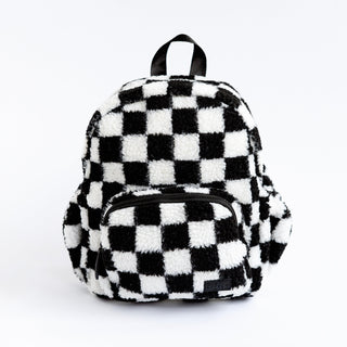 The Aspen Mini Backpack- Sherpa Black and White Check