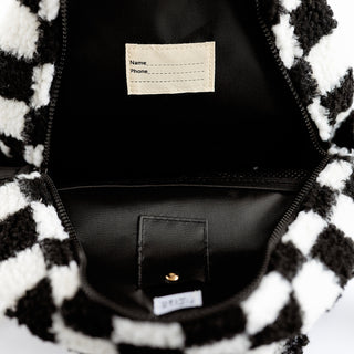 The Aspen Mini Backpack- Sherpa Black and White Check