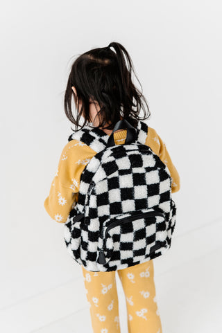 The Aspen Mini Backpack- Sherpa Black and White Check