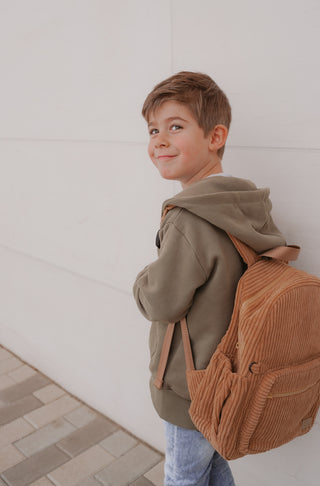 The Play Date Mini Corduroy Backpack- Camel